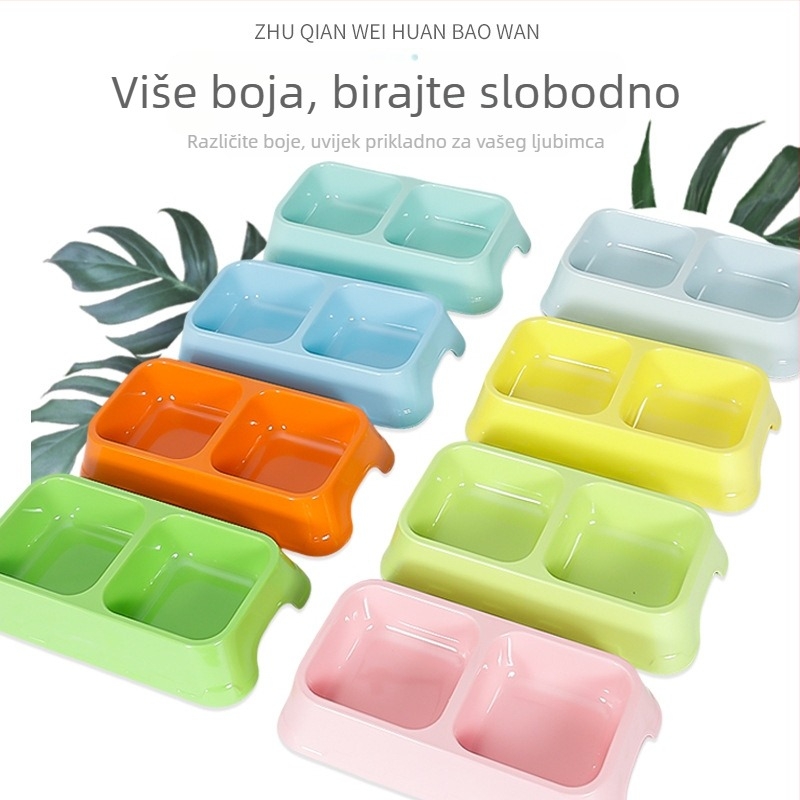 Dvostruke posude za mačke i pse, melamin, set automatskog hranjenja, četvrtasti spremnik vode, otporan na udarce