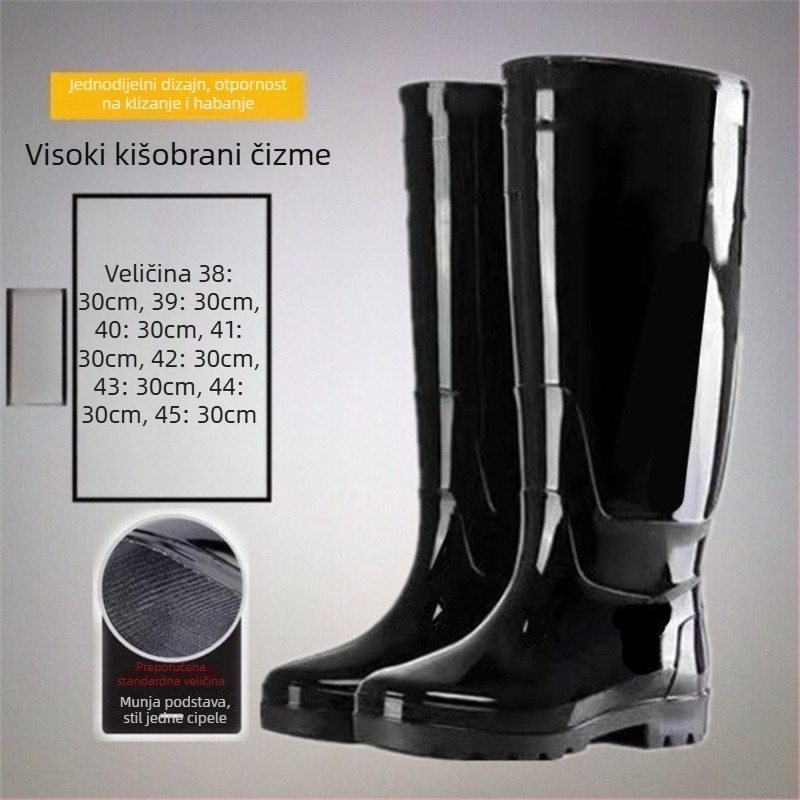Muške kratke kišne čizme, vodootporne, protuklizne, PU gornji dio, gumena donja, vunena podstava od ovčje kože