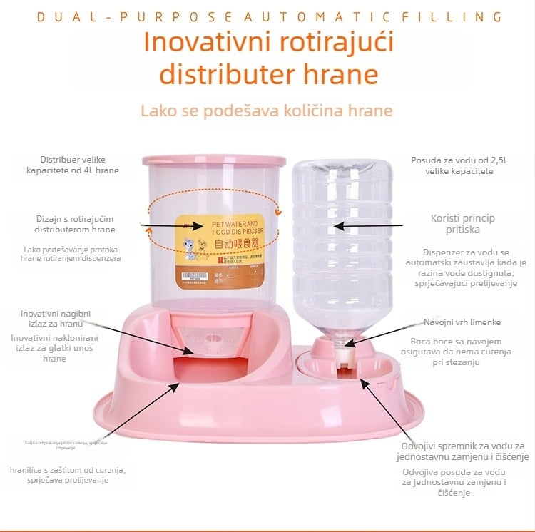 Automatska hranilica i napoj s posudama za mačku i psa — plastika, brend Joon-woo, kompletan set