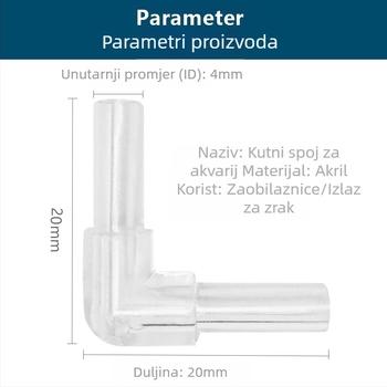 Kooi Ocean pravokutni koljenjak za akvarijsku pumpu zraka, plastika, 500 komada u paketu