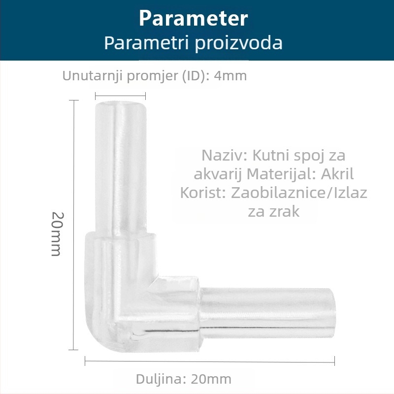 Kooi Ocean pravokutni koljenjak za akvarijsku pumpu zraka, plastika, 500 komada u paketu