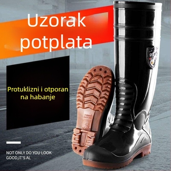 Muške čizme za kišu s visokim šiltom, podstavljene fleeceom, tople, PVC gornji dio, gumeni potplat