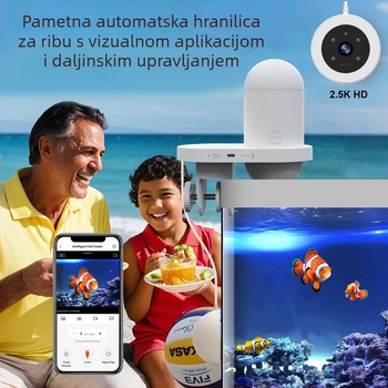 Pametna kamera za akvarij s automatnim hranjenjem - Daljinski upravljanje putem aplikacije, HD hranjenje (Plastika; Model: Smart Fish Feeder; Marka: Heto; Namijenjeno za akvarije)