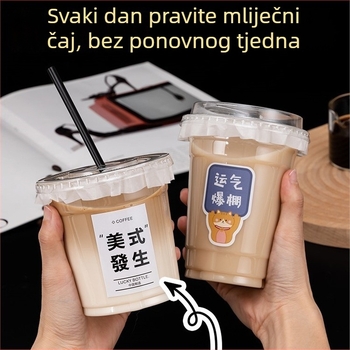Bailai PET jednokratna čaša za hladna pića, prozirna s poklopcem, 401–500 ml, za čaj s mlijekom, kavu i čaj od limuna