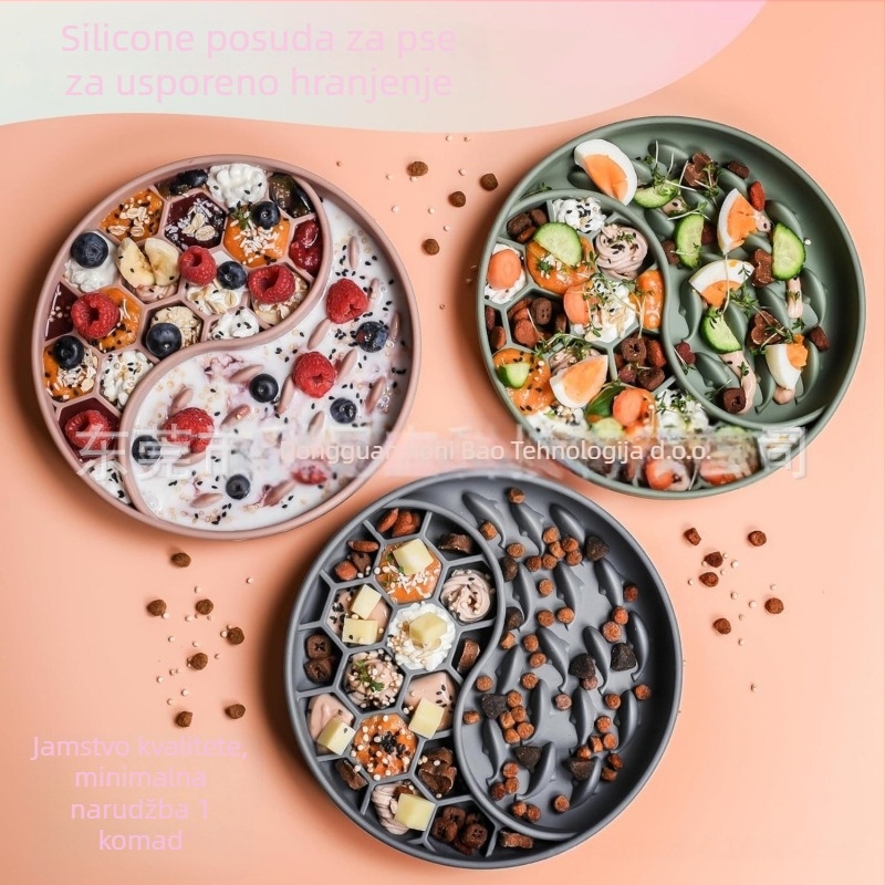 Cornub silikonska posuda za pse sa sporim hranjenjem i dizajnom protiv gušenja, s usisnom podlogom, pogodna za male i srednje pse i mačke