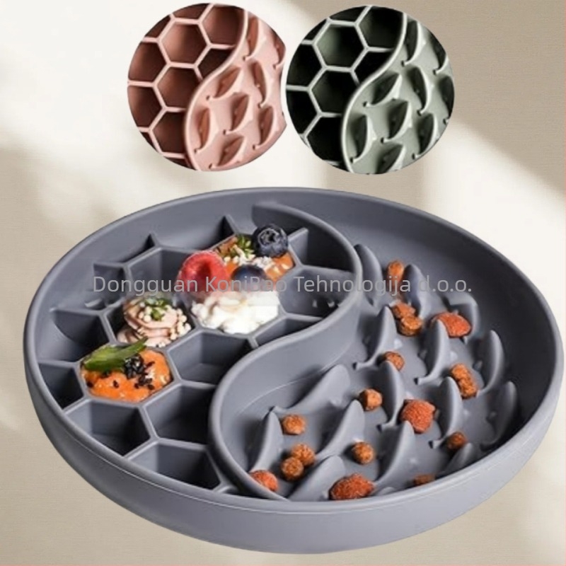 Cornub silikonska posuda za pse sa sporim hranjenjem i dizajnom protiv gušenja, s usisnom podlogom, pogodna za male i srednje pse i mačke