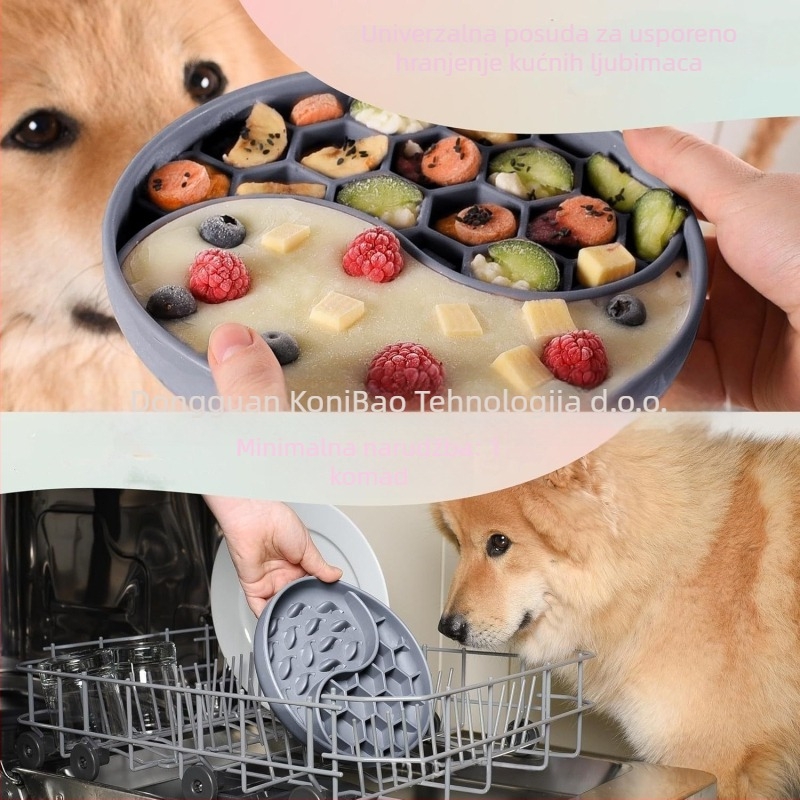Cornub silikonska posuda za pse sa sporim hranjenjem i dizajnom protiv gušenja, s usisnom podlogom, pogodna za male i srednje pse i mačke
