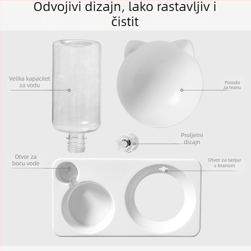 Dvostruka posuda za kućne ljubimce: mačka i pas, s automatskim dopunjavanjem vode, PP materijal, Little One marka