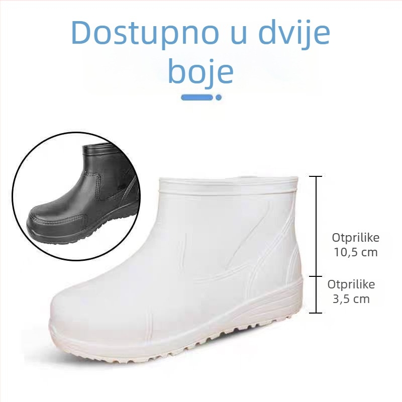Cipele za kišu od EVA pjene - protuklizna potplata, kratka visina nadkoljenika, okrugli vrh, niski pet (1–3 cm)