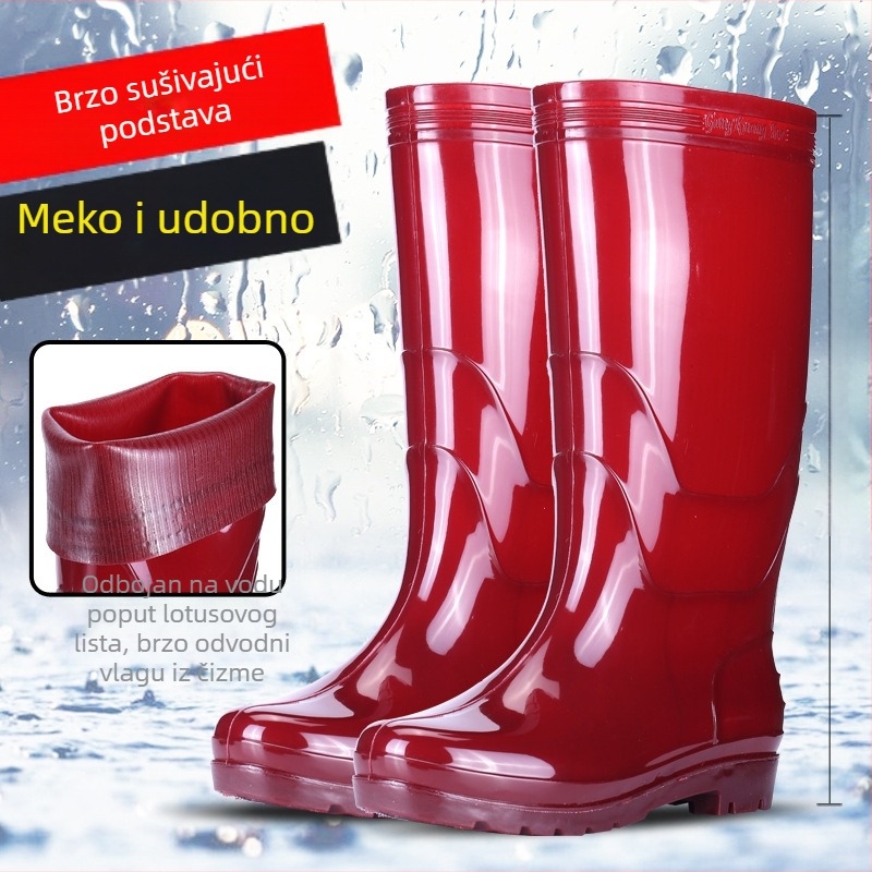 Panske kišne čizme za odrasle — protuklizne, otporne na habanje, gornji dio i potplat od plastike, okrugli vrh, niski potpetica.