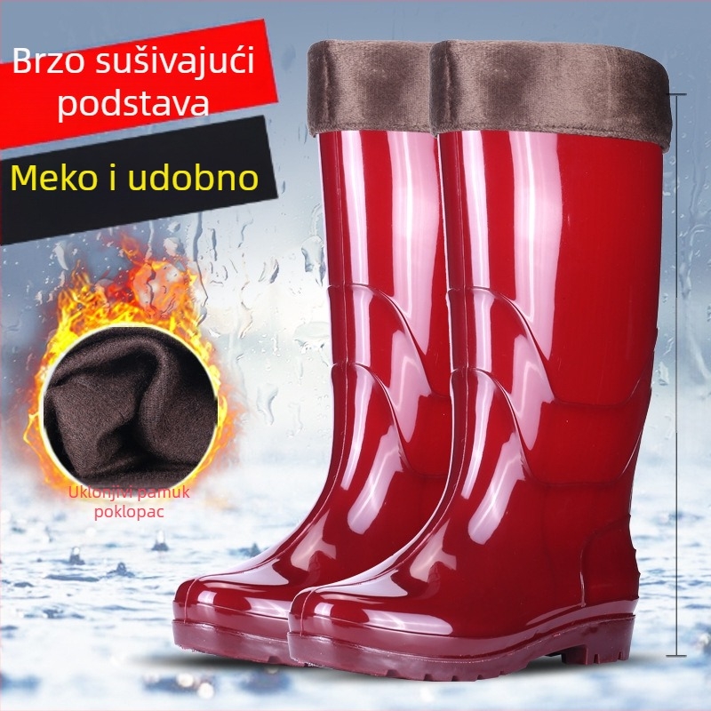 Panske kišne čizme za odrasle — protuklizne, otporne na habanje, gornji dio i potplat od plastike, okrugli vrh, niski potpetica.