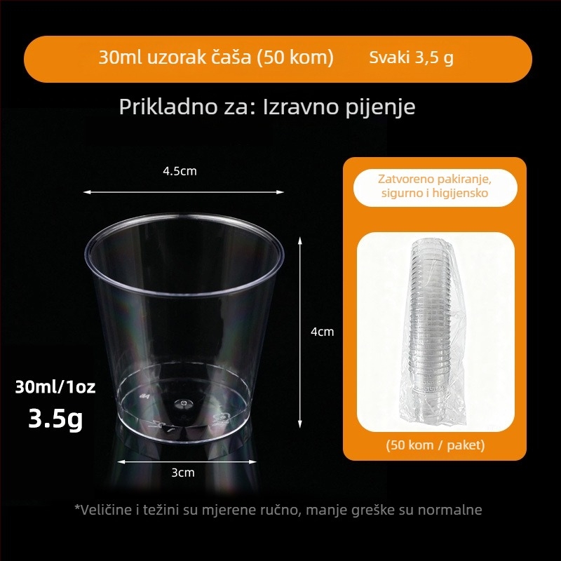 PS plastični čašica za deserte – jednokratna mousse čašica za sladoled i deserte, srebrni toplinski otisak, bez poklopca, kapaciteti 50ml 270ml 200ml
