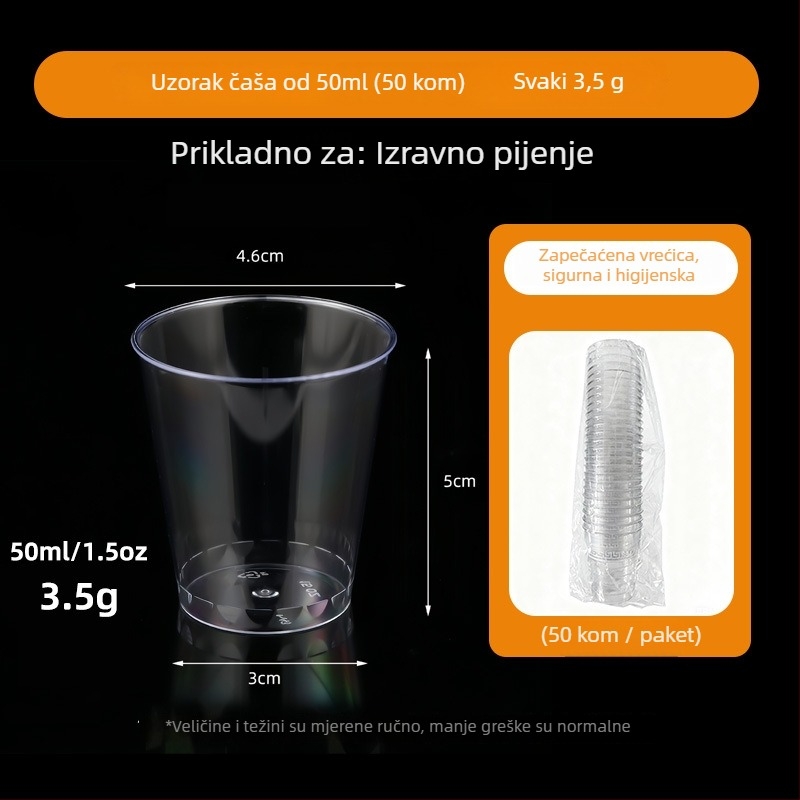 PS plastični čašica za deserte – jednokratna mousse čašica za sladoled i deserte, srebrni toplinski otisak, bez poklopca, kapaciteti 50ml 270ml 200ml