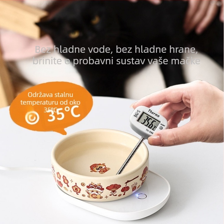 Keramička zdjela za vodu i hranu za mačke s automatskim hranjem i vodom s regulacijom temperature (Materijal: keramika; Podrijetlo: Quanzhou; Automatsko hranjenje: Da; Pakiranje: 36 kom.)