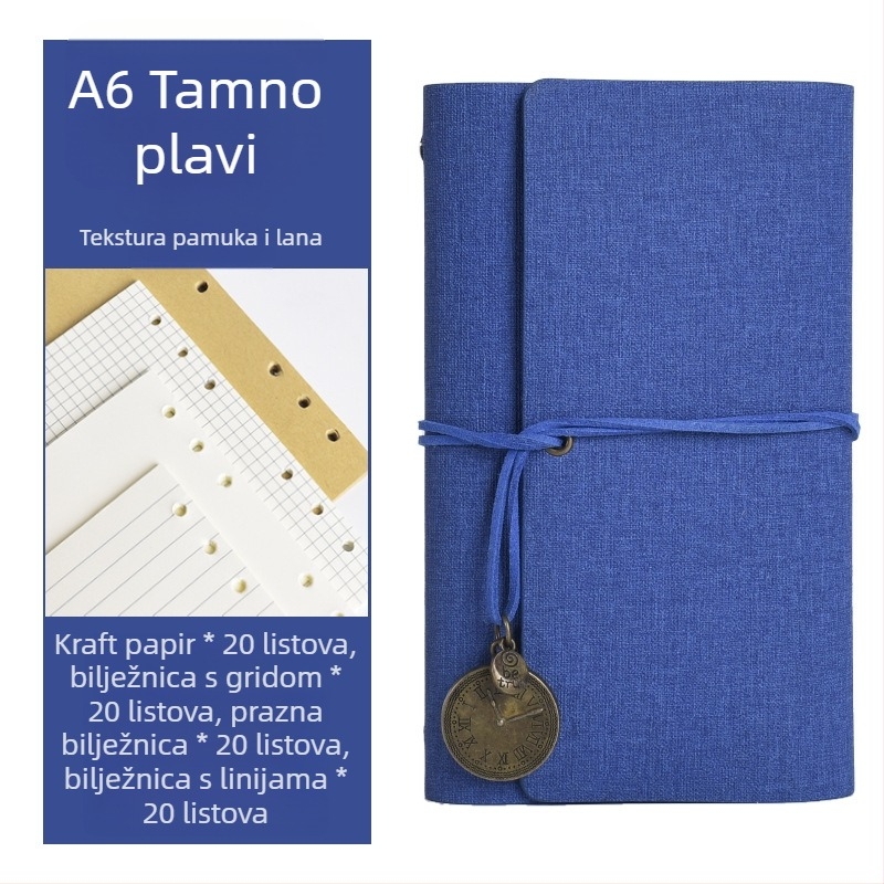 Bilježnica s odvojivim listovima, kožna imitacija korice, Dowling papir, 160 stranica, nostalgični retro stil