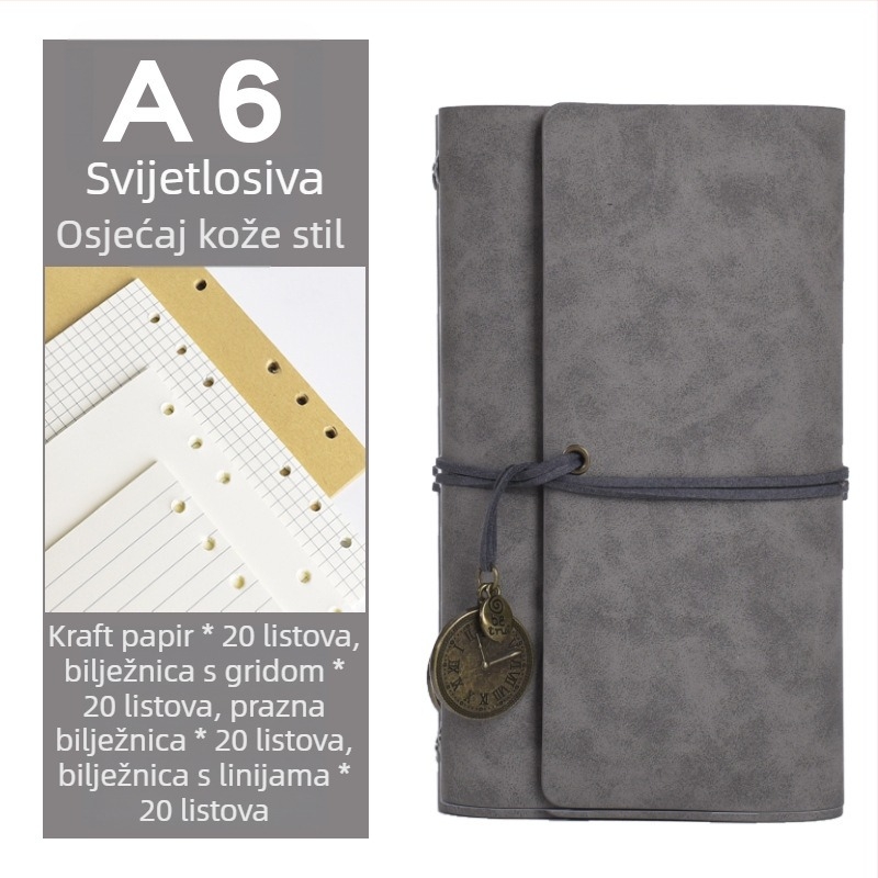 Bilježnica s odvojivim listovima, kožna imitacija korice, Dowling papir, 160 stranica, nostalgični retro stil