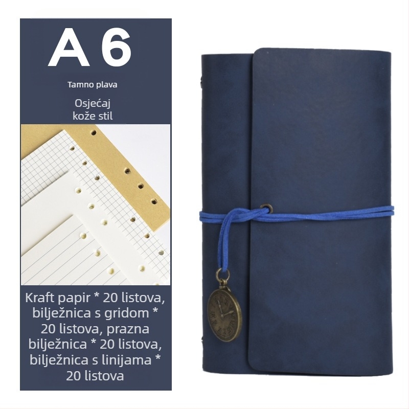 Bilježnica s odvojivim listovima, kožna imitacija korice, Dowling papir, 160 stranica, nostalgični retro stil