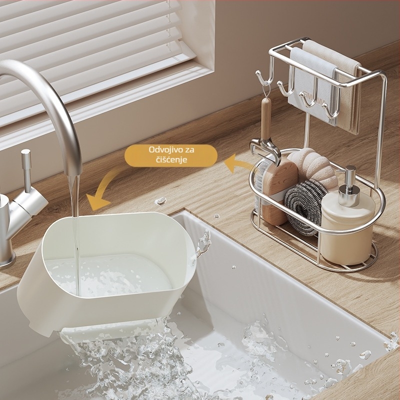 Okrugli metalni stalak za odvodnju, zidni kuhinjski organizator u nordijskom stilu