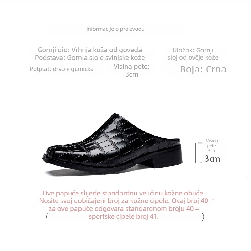 Muške slip-on cipele, britskog stila, s reljefnim uzorkom krokodila na kravljoj koži, gumeni potplat