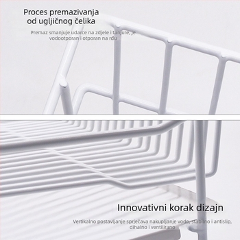 Odvodni stalak za posuđe za sudoper od nehrđajućeg čelika 304, kuhinjski stolni model, jednostavan i moderan stil