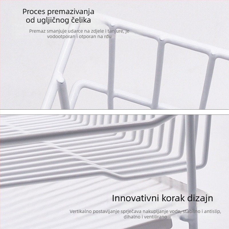Odvodni stalak za posuđe za sudoper od nehrđajućeg čelika 304, kuhinjski stolni model, jednostavan i moderan stil