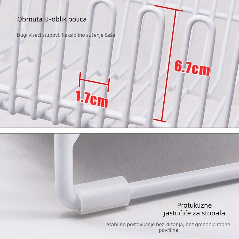 Odvodni stalak za posuđe za sudoper od nehrđajućeg čelika 304, kuhinjski stolni model, jednostavan i moderan stil