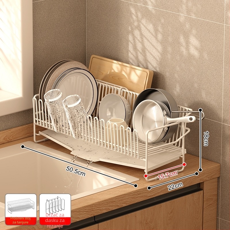 Odvodni stalak za posuđe za sudoper od nehrđajućeg čelika 304, kuhinjski stolni model, jednostavan i moderan stil