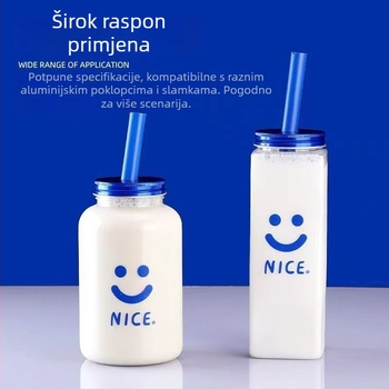 Jednokratna boca za mliječni čaj s poklopcem, okrugla PET boca za napitke, 350–500 ml, moguć ispis logotipa