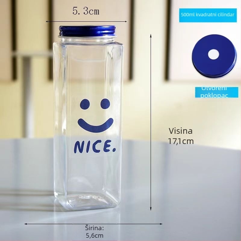Jednokratna boca za mliječni čaj s poklopcem, okrugla PET boca za napitke, 350–500 ml, moguć ispis logotipa