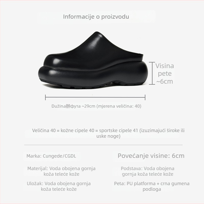 Muške kožne Derby cipele slip-on s 6 cm povećanjem visine, gornjište od kože prve klase, gumena potplata, prozračna