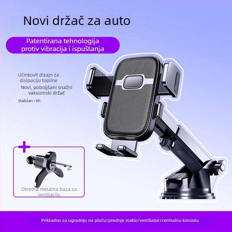 Mo jile Držač za telefon u automobilu - Snap-on ugradnja na ventilacijski otvor, Opća kompatibilnost, Bez napajanja