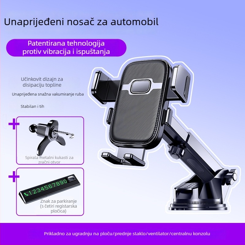 Mo jile Držač za telefon u automobilu - Snap-on ugradnja na ventilacijski otvor, Opća kompatibilnost, Bez napajanja