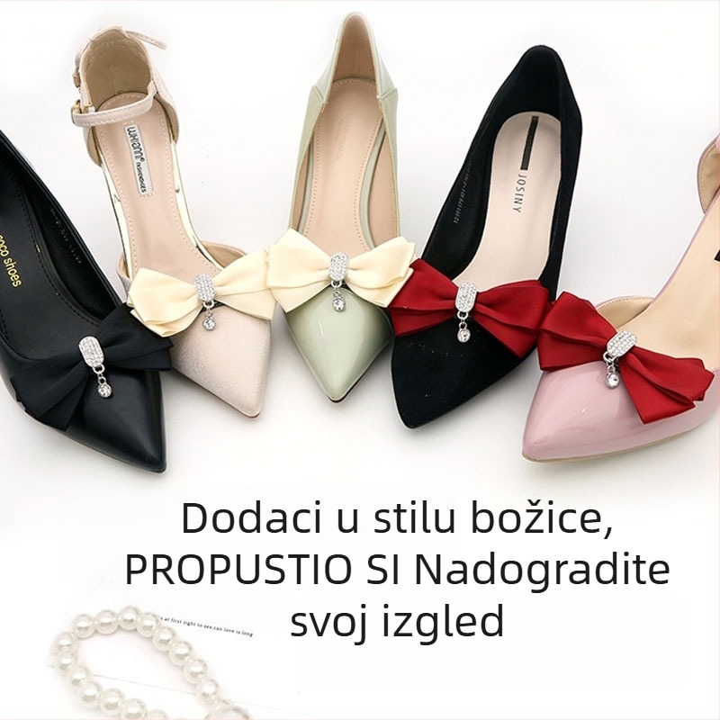 Cvjetna ukrasna kopča za vjenčane cipele s visokim petama | Stil mašna | Ekološki cinkov spoj | Model S0080 | Marka Akane Ornament Realm
