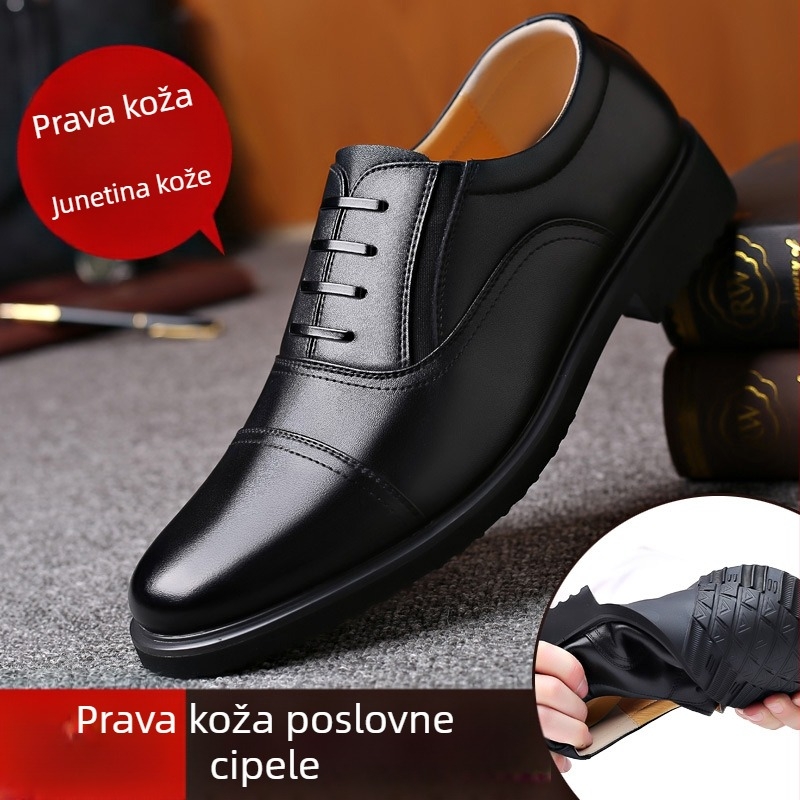 Muške kožne cipele za poslovni stil – gornji dio od teleće kože, gumena potplat, prozračne, protiv klizanja, otporne na habanje