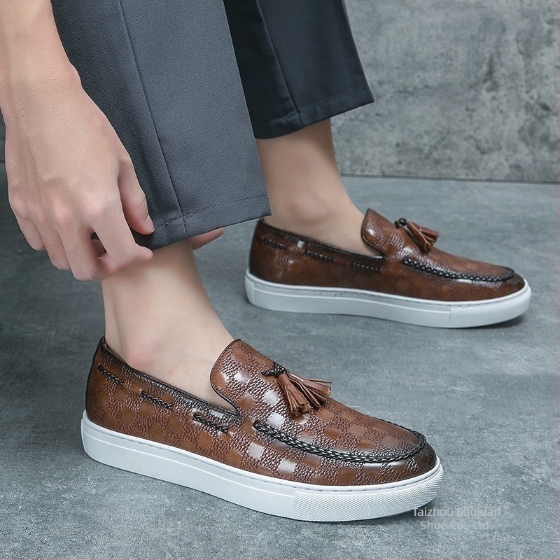 Muške cipele s resicama od umjetne kože, uski špicasti nos, slip-on, gumena potplat, PU podstava, poslovni stil