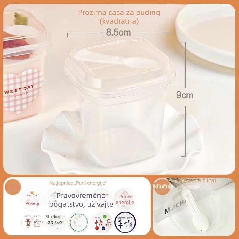 Dvostruka čaša mlijeka s poklopcem – čaša za puding/jogurt, okruglog oblika, PP, kapacitet 1 L ili više, mikrovalna sigurna