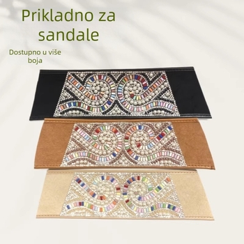 Gornji dio sandala s boho-etničkim stilom i rhinestonima — etnički flip-flop gornji dio, pogodan za sandale i papuče, materijal: Drugo, sezone: Ljeto, Proljeće, Jesen