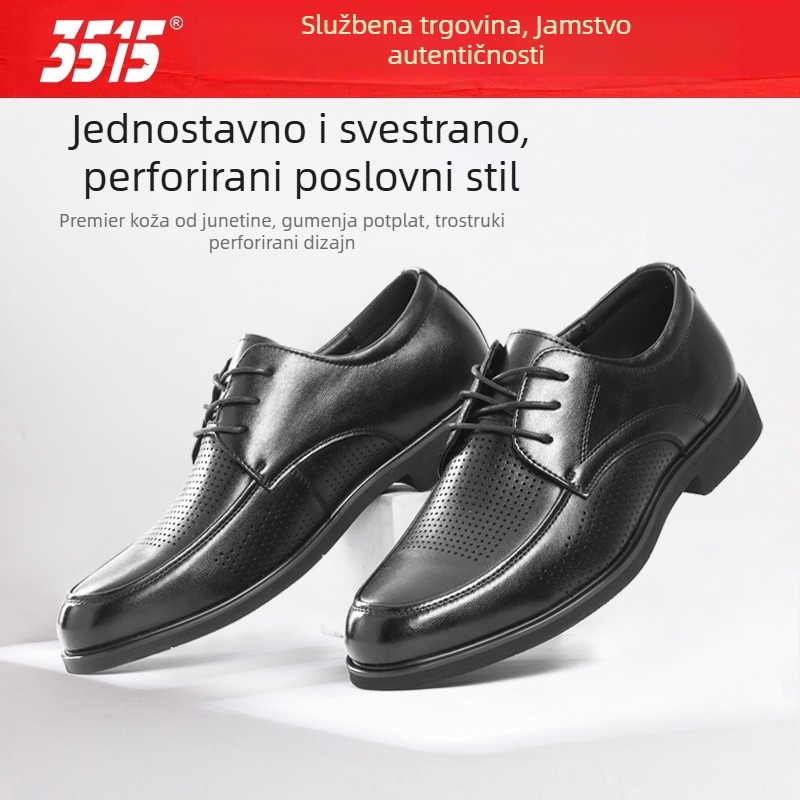 Muške kožne cipele s etničkim uzorkom, perforirane i prozračne, gumena potplata, ljeto 2025