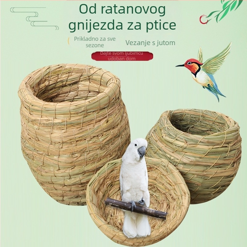 Gnijezdo od slame za mala ptice, viseće gnijezdo za kavez, kod 001