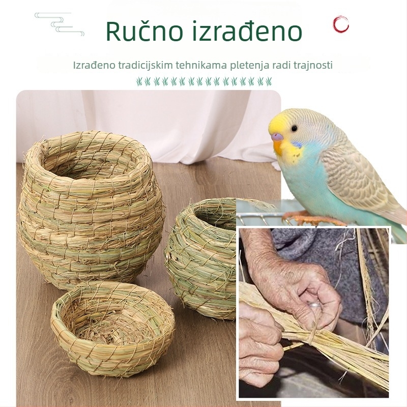 Gnijezdo od slame za mala ptice, viseće gnijezdo za kavez, kod 001