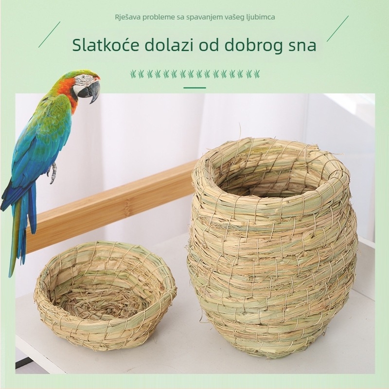 Gnijezdo od slame za mala ptice, viseće gnijezdo za kavez, kod 001