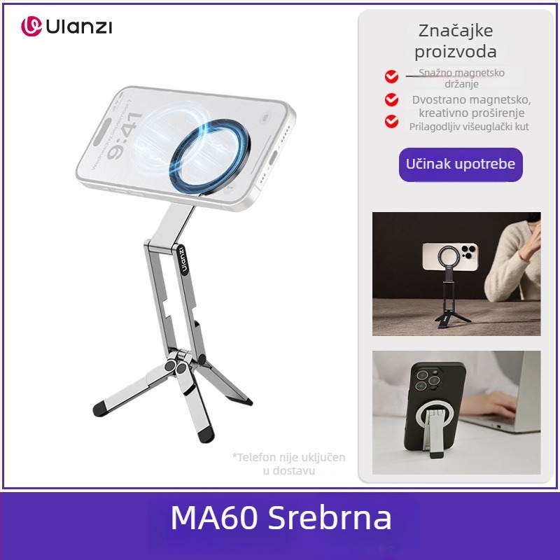 Magnetski držač za telefon – aluminijski spoj, univerzalno kompatibilan, protiv podrhtavanja