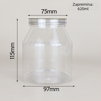 Jogurt posuda s trapeznim pakiranjem, prozirna PET posuda, PVC plast, posuda za začine, kapacitet 1000 ml+