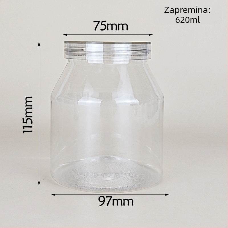 Jogurt posuda s trapeznim pakiranjem, prozirna PET posuda, PVC plast, posuda za začine, kapacitet 1000 ml+