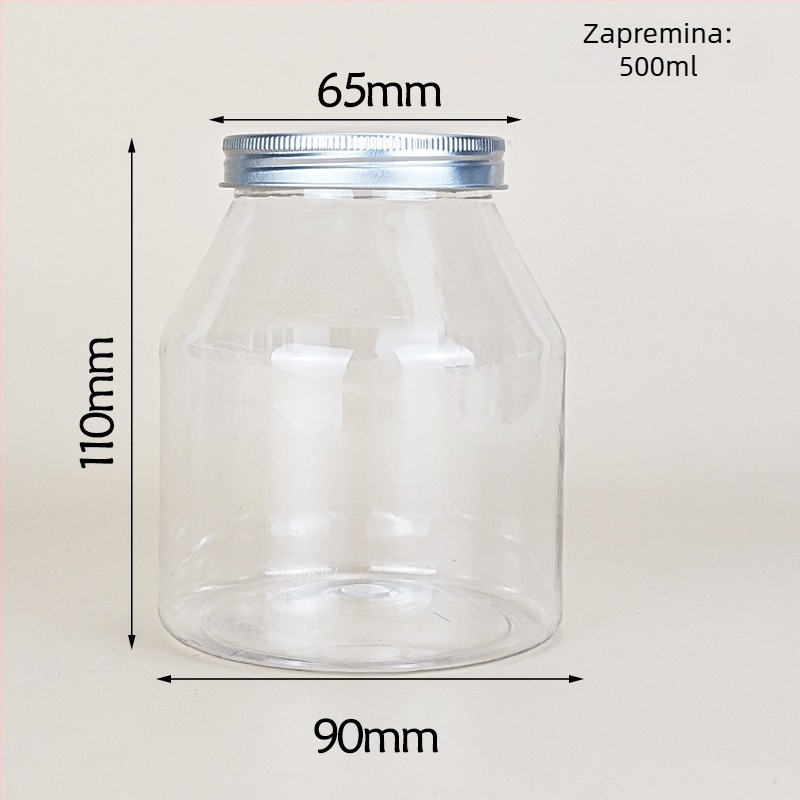 Jogurt posuda s trapeznim pakiranjem, prozirna PET posuda, PVC plast, posuda za začine, kapacitet 1000 ml+