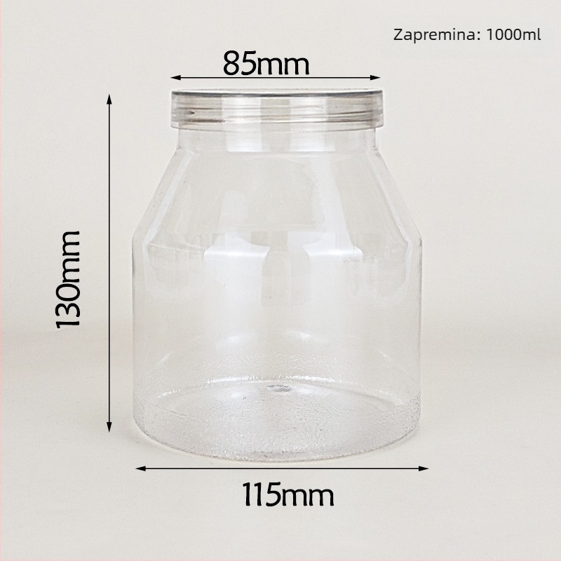 Jogurt posuda s trapeznim pakiranjem, prozirna PET posuda, PVC plast, posuda za začine, kapacitet 1000 ml+