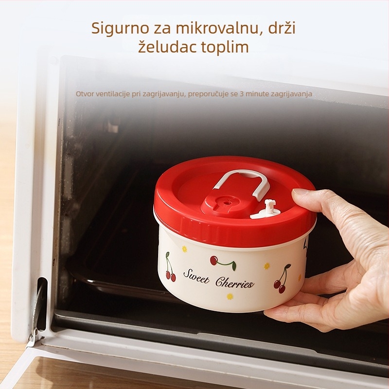 316 čelična izolirana kutija za ručak sa zatvorenim poklopcem, mikrovalno sigurna, okruglog oblika, kapacitet 301–800 ml