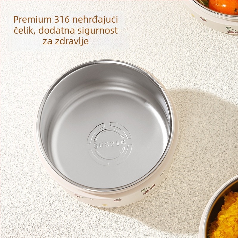 316 čelična izolirana kutija za ručak sa zatvorenim poklopcem, mikrovalno sigurna, okruglog oblika, kapacitet 301–800 ml