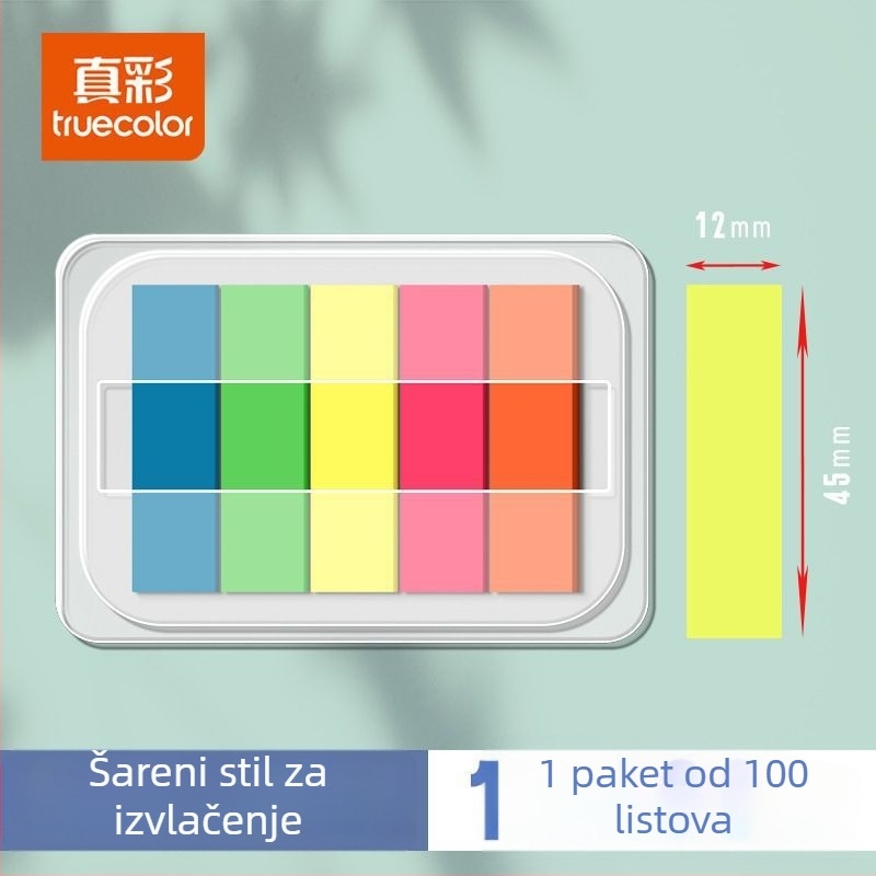 Indeksne naljepnice i prozirne pisljive naljepnice, samoljepljive, 100 komada; Marka: Truecolor; Samoljepljive; 100 komada; Prozirne; Pisljive