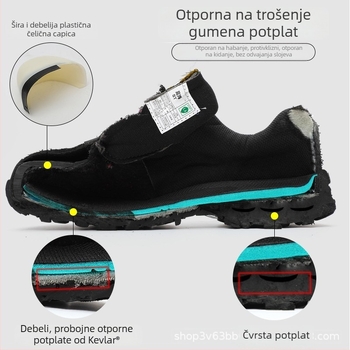 Muške sigurnosne radne cipele, izolirane, zaštita od udara i probijanja, protuklizne, otporne na habanje, s plastično-čeličnim vrhom